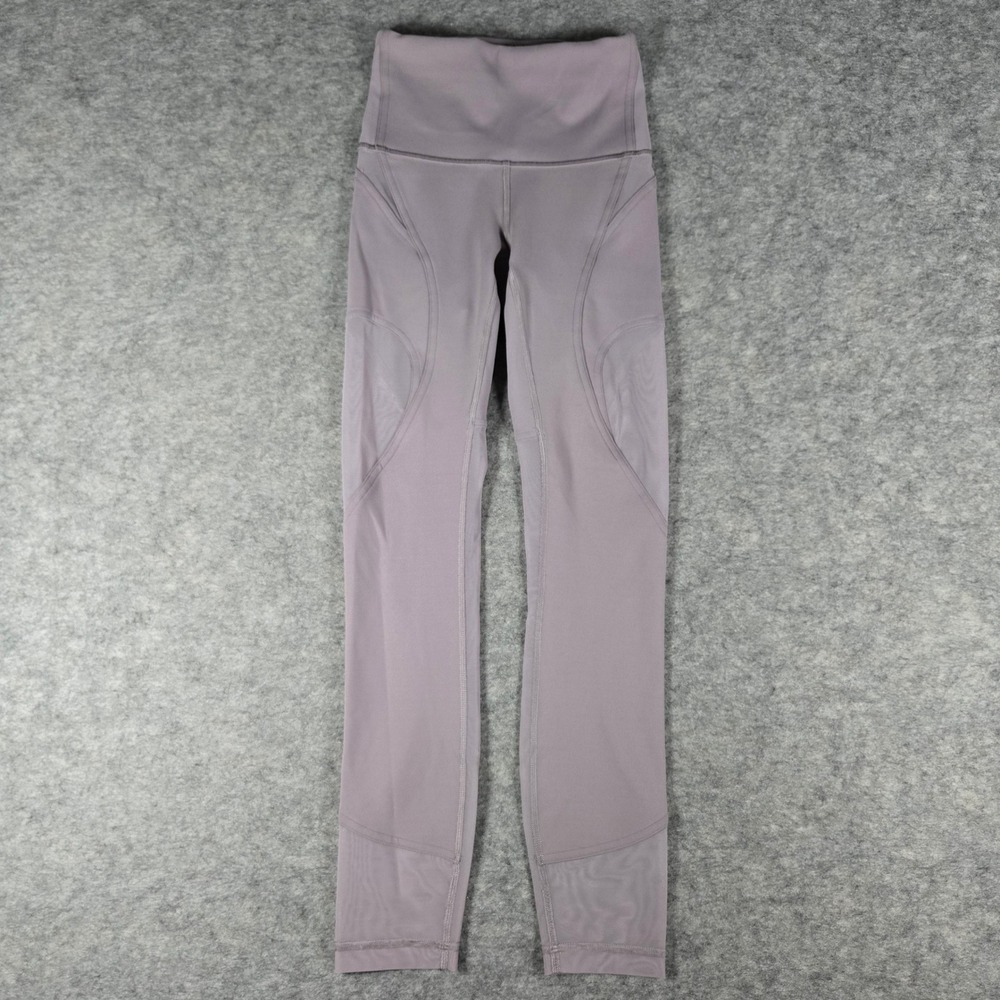 Lululemon Womens Purple Mesh Panel High Rise Athletic Leggings Size 0